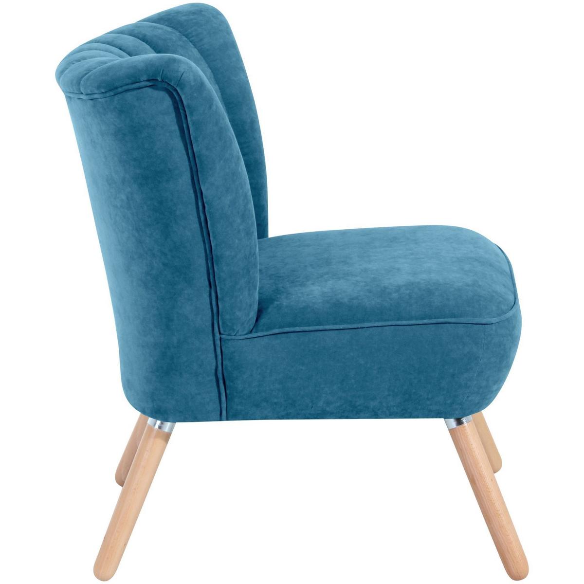 SESSEL Kadisha Bezug Velourstoff Buche natur / petrol - Blau/Buchefarben, Kunststoff (70/80/66cm) - 58aufmkessel