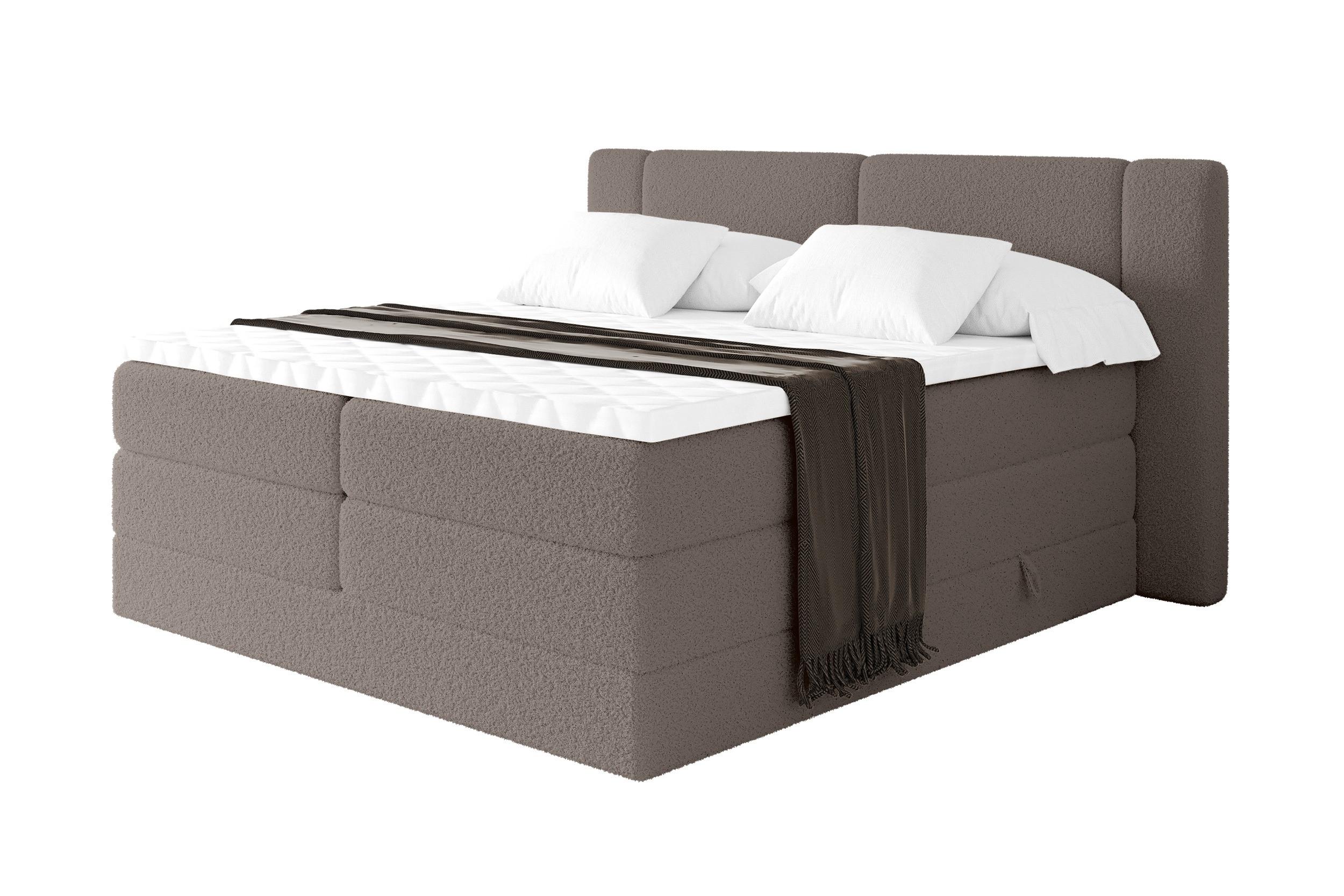 BOXSPRINGBETT mit Matratze H3/H4 - EVON KING - 180x200 cm Braun - Braun, Holzwerkstoff (180/200cm) - ALTDECOR