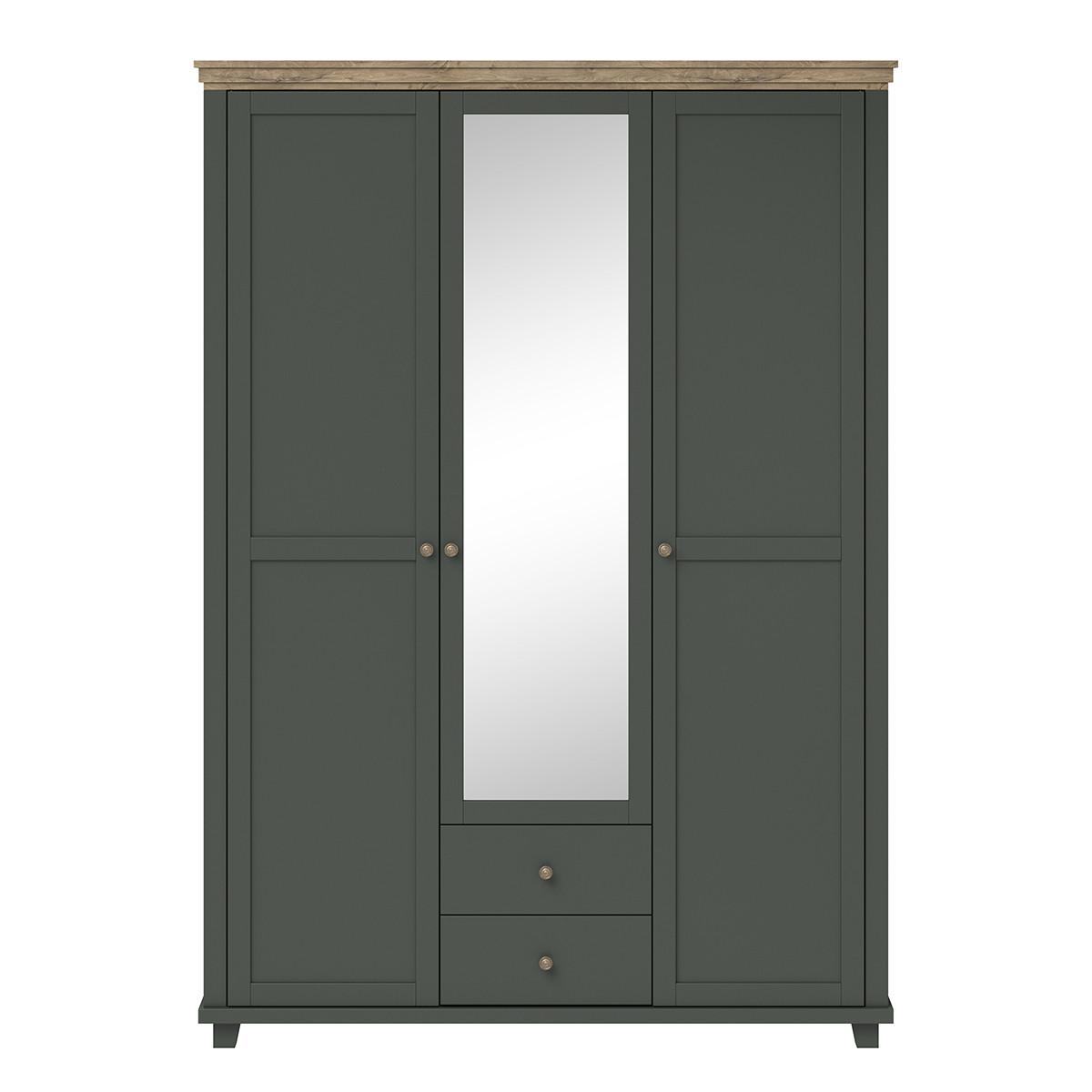SCHRANK 3 Türen Martin Grün und Holz - Grün, Holzwerkstoff (154.1/216.1/61.7cm) - Petits-meubles