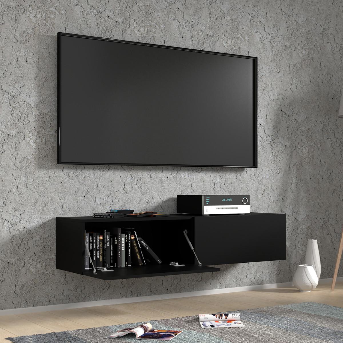 TV-MÖBEL Bali Mattschwarz - Schwarz, Holzwerkstoff (140/30/40cm) - Petits-meubles