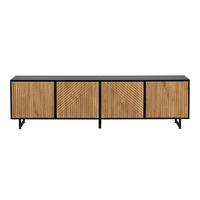 TV-LOWBOARD holzwerkstoff in natur & schwarz mit metallgestell, 4 türen - Naturfarben, Holzwerkstoff (180/50/40cm) - Urban Meuble