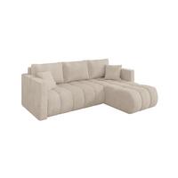 ECKSOFA mit Schlaffunktion Ottomane Rechts GARD-L 226x146x85 Beige Cord - Beige/Schwarz, Holzwerkstoff/Kunststoff (226/146cm) - ALTDECOR