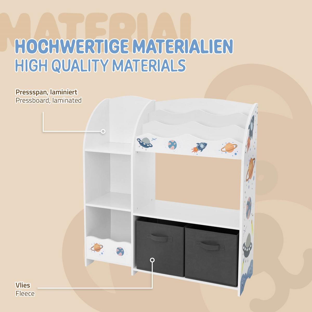 KINDERREGAL Weltraum Motiv 93 x 30 x 98 cm Weiß - Weiß, Holzwerkstoff (93/98/30cm) - Joyz