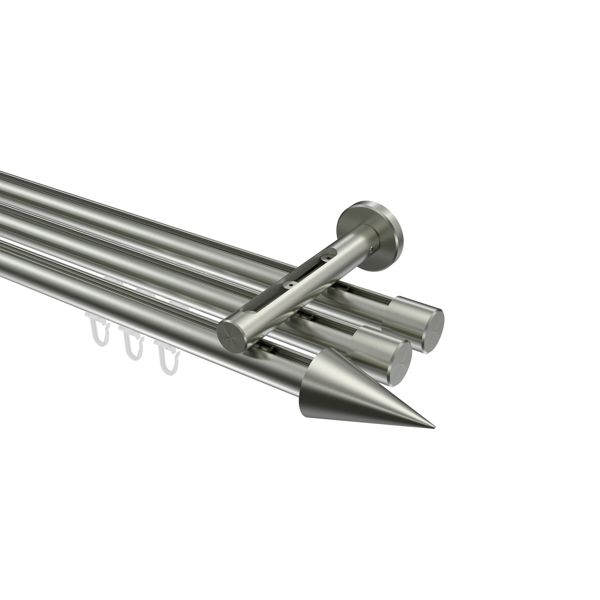 GARDINENSTANGE INNENLAUF Siteno Savio 320 cm (geteilt in 2 x 160 cm), 3-läufig, 20 mm Ø Edelstahl-Optik - Edelstahlfarben, Metall (320cm) - INTERDECO