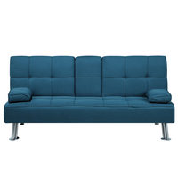 3-SITZER-SCHLAFSOFA Polyester Blau Roxen - Blau, Textil (168/77/81cm) - Beliani