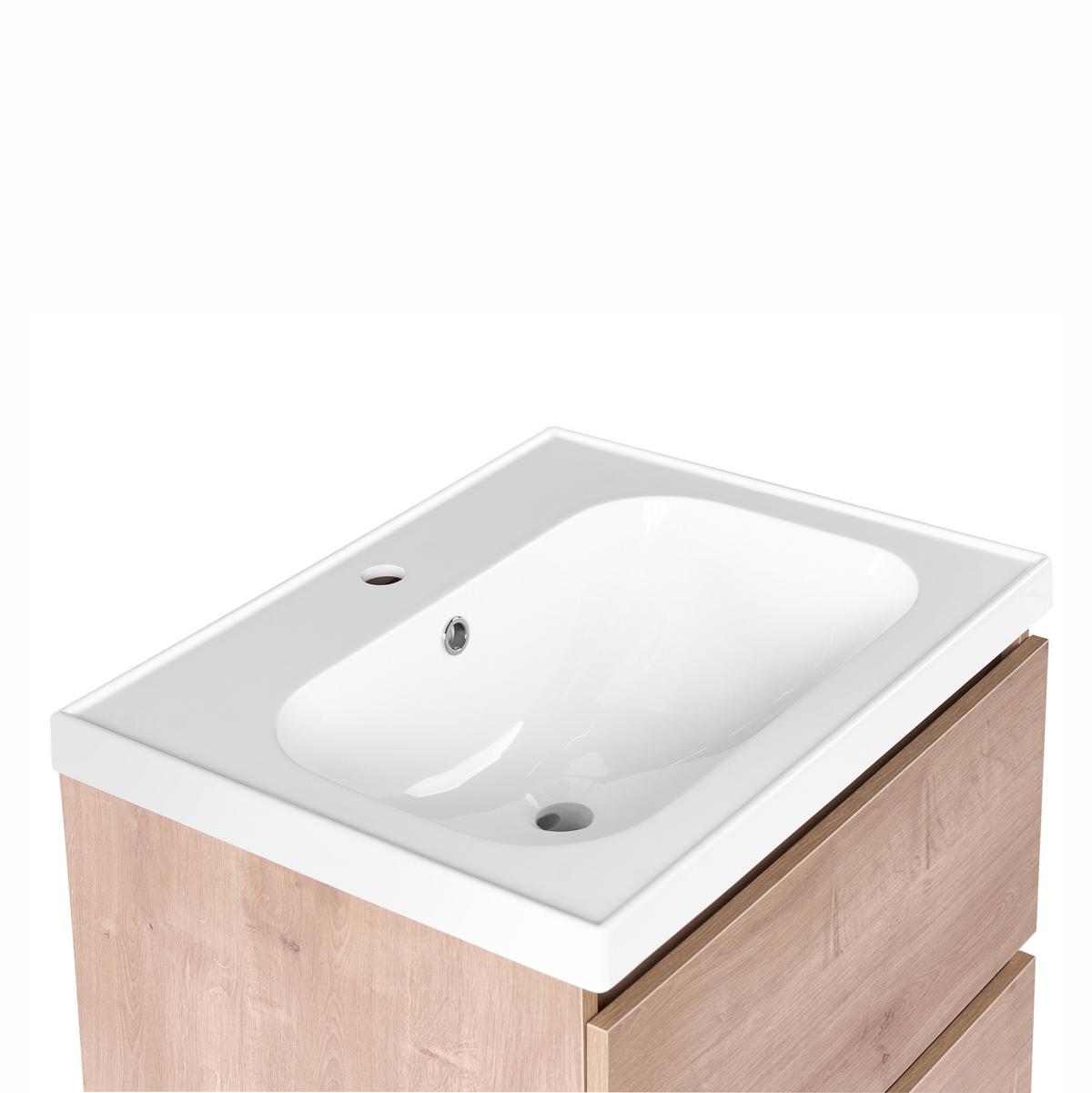 WASCHBECKENUNTERSCHRANK wandmontiertk mit Waschbecken Hellbraun Lagoa - Hellbraun, Holzwerkstoff (60/60/50cm) - Beliani