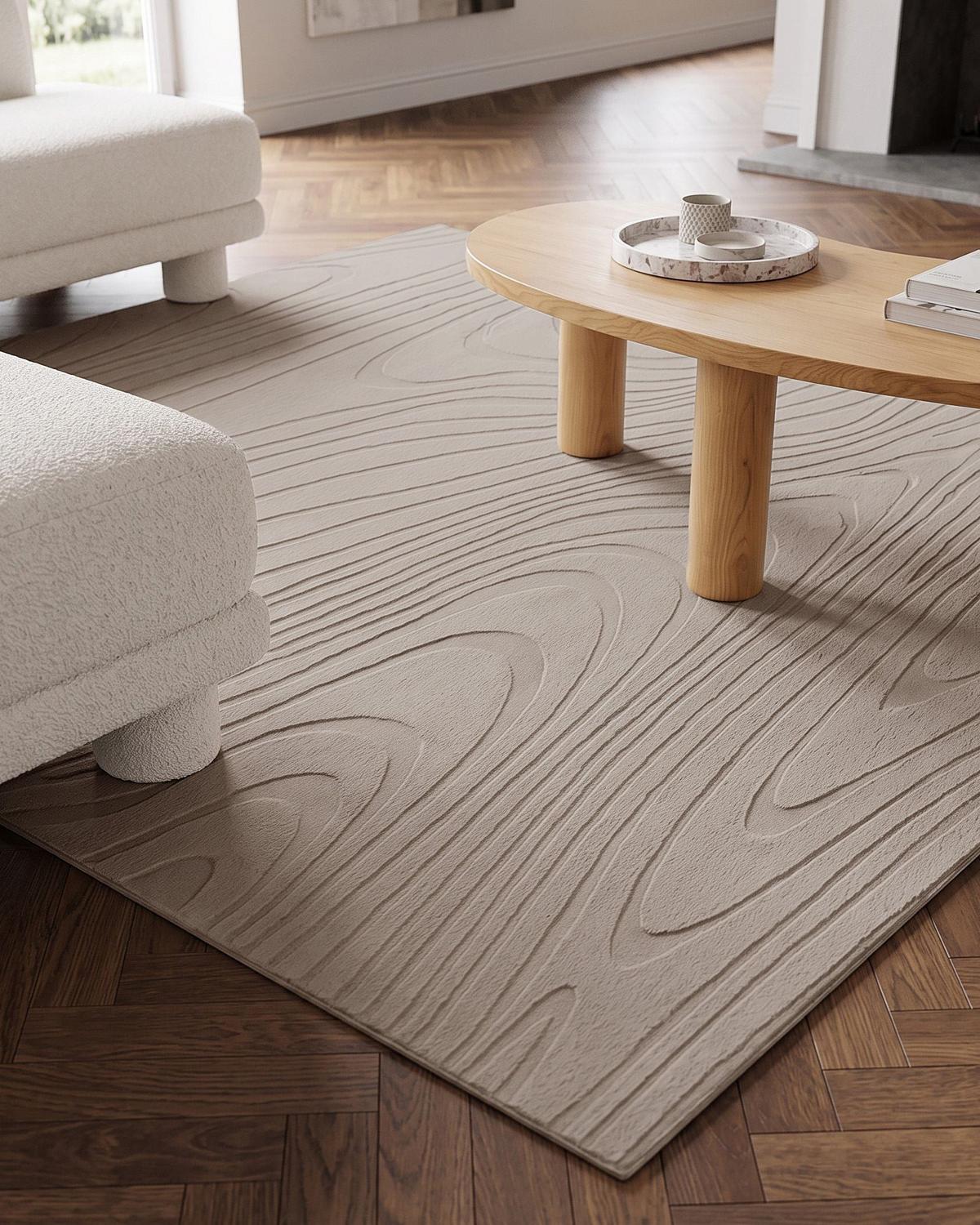 KUNSTFELLTEPPICH Beige 160/160 cm Ontake - Beige, Kunststoff (160/160cm) - Beliani