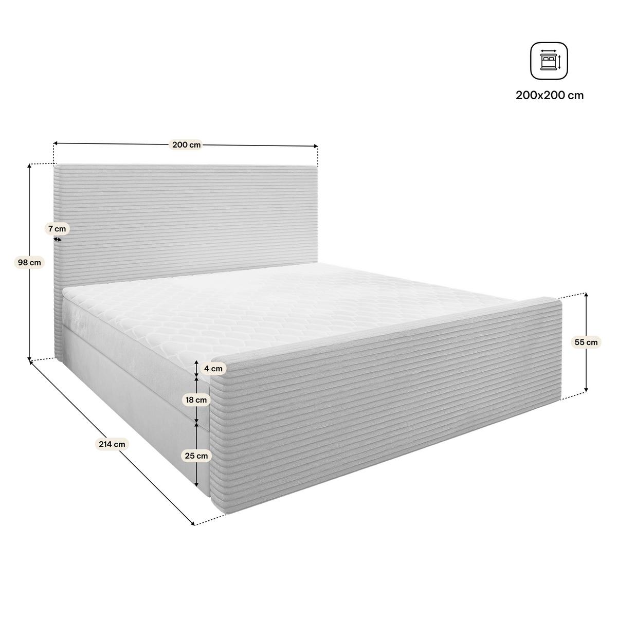 BOXBETT ALORIA 200x200 cm mit Matratze und Topper, H2+H3 - Braun - Braun, Holz (200/200cm) - MASSENO