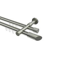 GARDINENSTANGE INNENLAUF Prestige Verano 320 cm (geteilt in 2 x 160 cm), 2-läufig, 20 mm Ø Edelstahl-Optik - Edelstahlfarben/Silberfarben, Metall (320cm) - INTERDECO