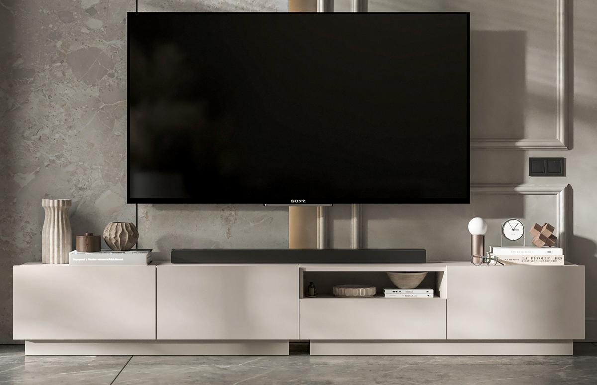 TV-LOWBOARD 2-er Set Enjoy Kaschmir Matt Loft Schublade 120 cm - Kaschmir, Holzwerkstoff (240/37/35cm) - Meble Lindner