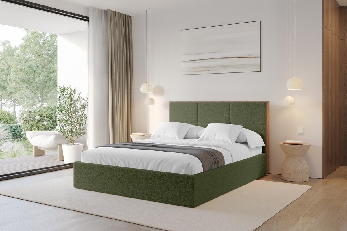 POLSTERBETT mit Bettkasten und Lattenrost, Boxbett ohne Matratze - LILA 140x200 Grün - Grün, Holzwerkstoff/Textil (140/200cm) - ALTDECOR