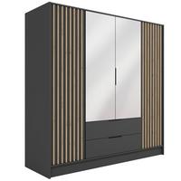 KLEIDERSCHRANK NELIA - 200 cm - Graphitfarben/Eiche Artisan, Holzwerkstoff (200/200/51cm) - ALTDECOR