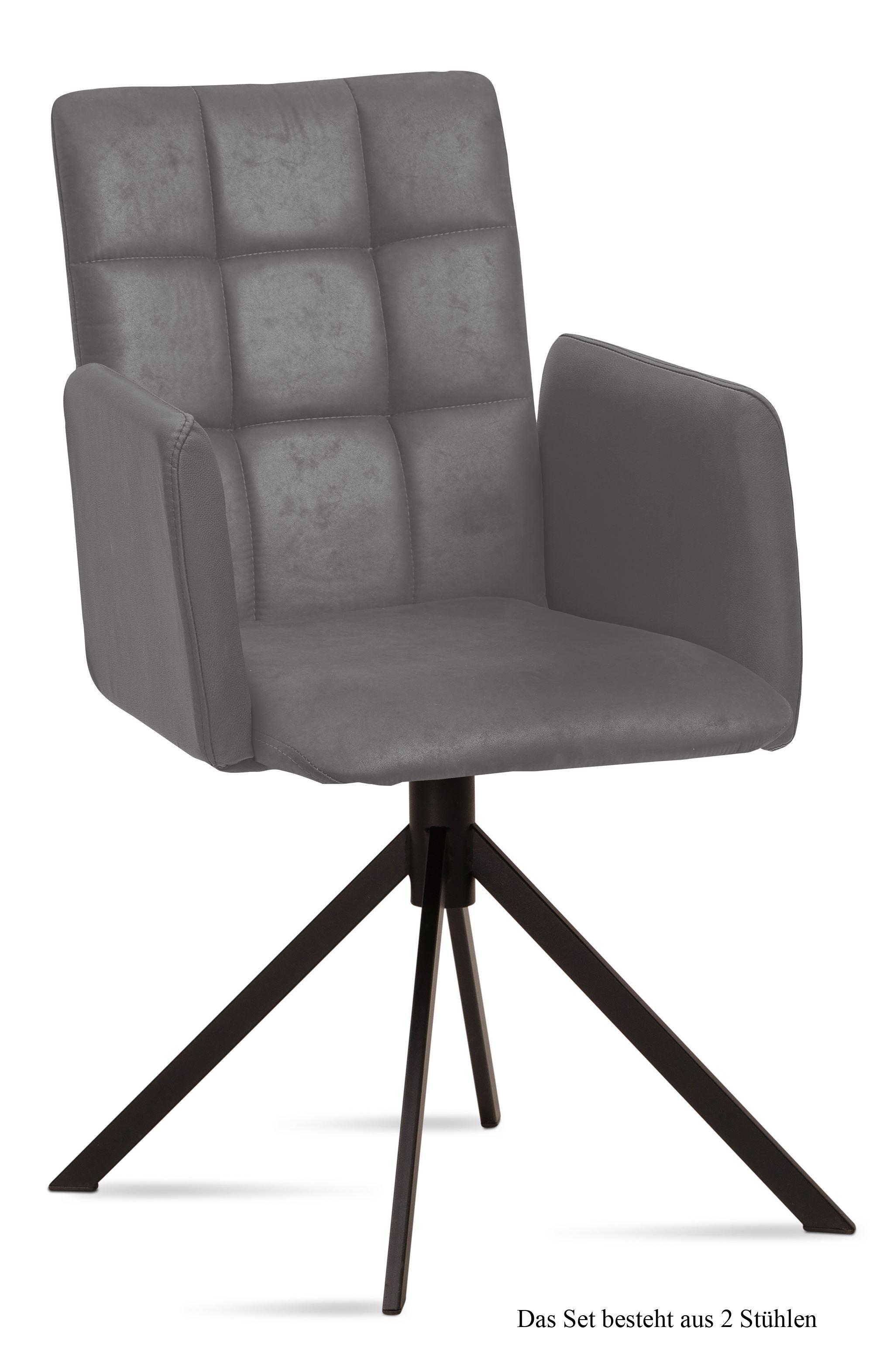 ARMLEHNSTUHL (2er-Set) Drusi 52x91x60 Schwarz/Grau - Schwarz/Grau, Kunststoff (60/91/52cm) - 58aufmkessel
