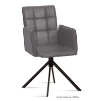 ARMLEHNSTUHL (2er-Set) Drusi 52x91x60 Schwarz/Grau - Schwarz/Grau, Kunststoff (60/91/52cm) - 58aufmkessel