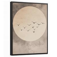 LEINWAND Bilder mit Rahmen - Vogel - Beige - Japanisch - 30x40 - Taupe, Textil (30/40cm) - MuchoWow