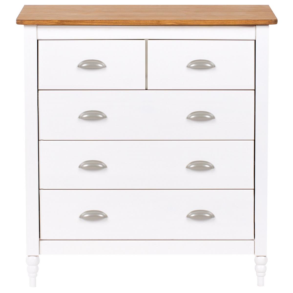 KOMMODE mit 5 Schubladen Kiefernholz Weiß Shillington - Weiß, Holz (79/83/40cm) - Beliani