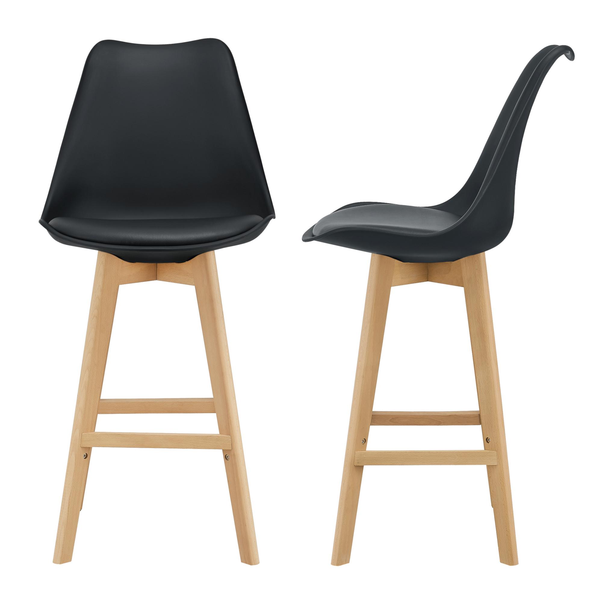 BARSTUHL Lublin 2er-Set - Schwarz, Holz (48/105/58cm) - [en.casa]
