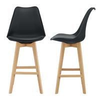 BARSTUHL Lublin 2er-Set - Schwarz, Holz (48/105/58cm) - [en.casa]