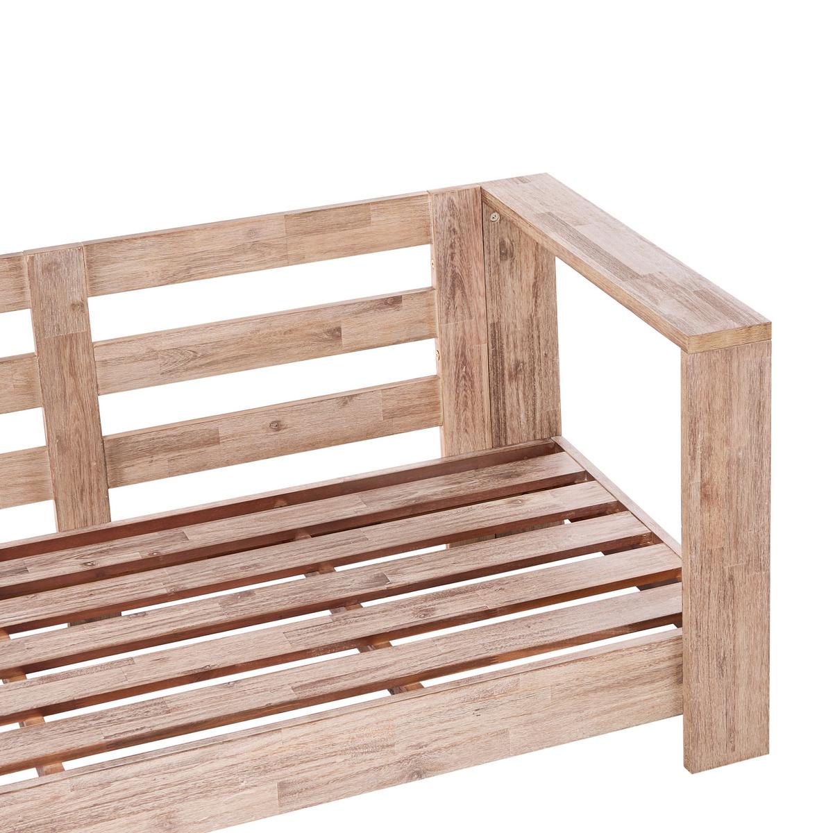 GARTENECKSOFA 5-Sitzer zertifiziertes Akazienholz linksseitig Cremeweiß Marettimo - Hellbraun/Braun, Holz (225/64/212cm) - Beliani