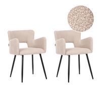 ESSZIMMERSTUHL Beige Sanilac - Beige/Schwarz, Textil (54/76/50cm) - Beliani