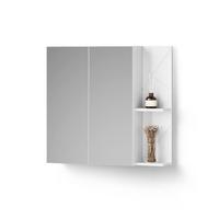 SPIEGELSCHRANK Ronco Weiß Hochglanz 80 x 75 cm - Weiß Hochglanz, Holzwerkstoff (80/75/17.2cm) - Livinity®