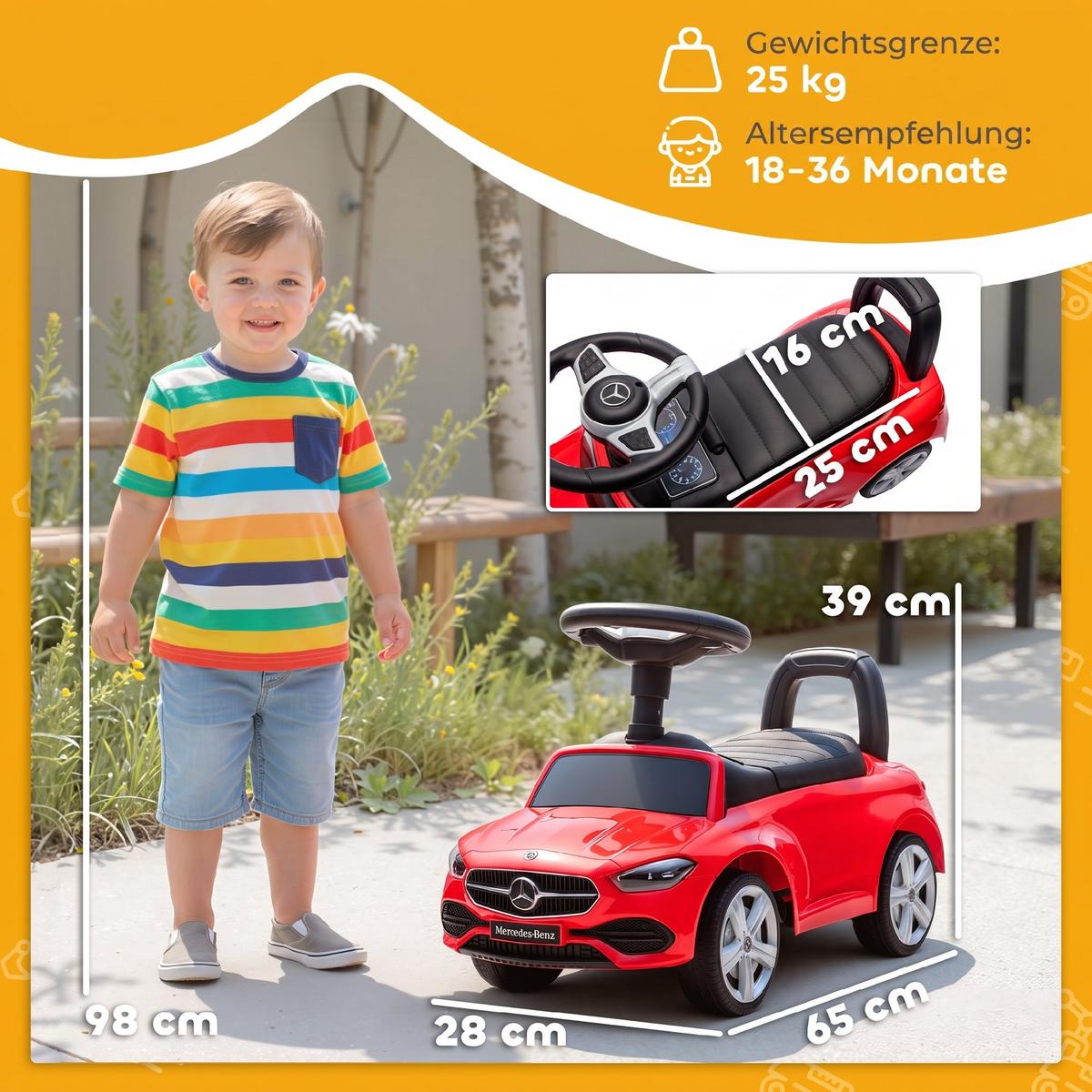 RUTSCHAUTO Kunststoff Stahl Rot - Rot, Kunststoff (65/28/39cm) - AIYAPLAY