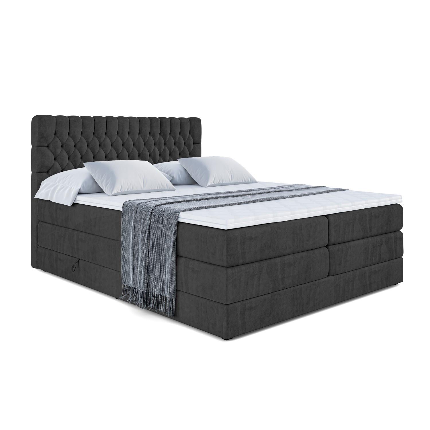 BOXSPRINGBETT SERENE KING - 140 x 200 - H3/H4 - Schwarz - Schwarz, Holzwerkstoff (140/200cm) - ALTDECOR