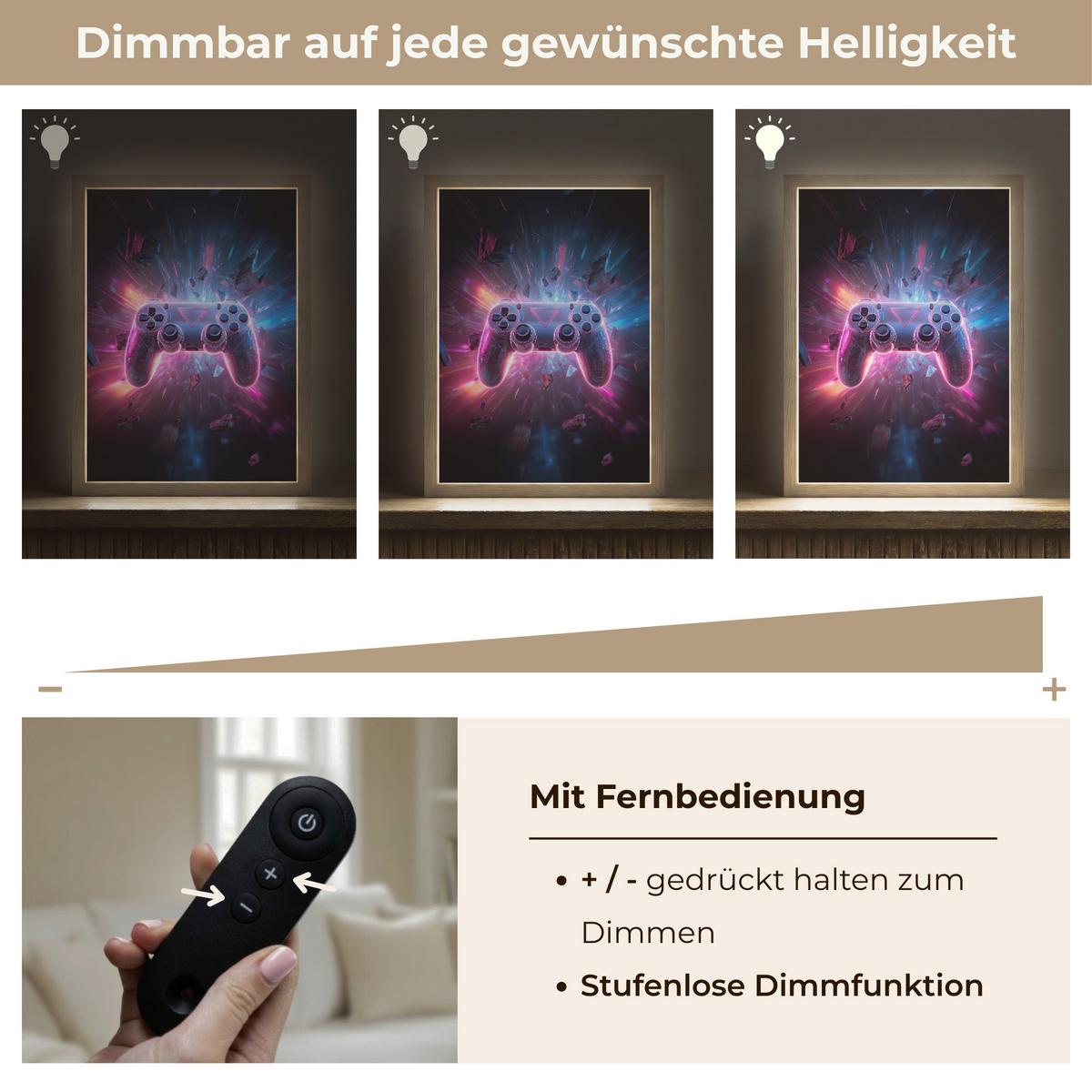 WANDLEUCHTE MIT AKKU Controller - Neon - Explosion - Abstrakt 30x40 cm - Violett, Holzwerkstoff (30/40/8cm) - OnlyWow
