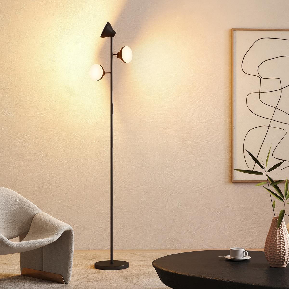 STEHLAMPE Dimmbar mit Leselampe, Stehleuchte Farbwechsel - Schwarz, Metall (25/25/170cm) - HOMCOM