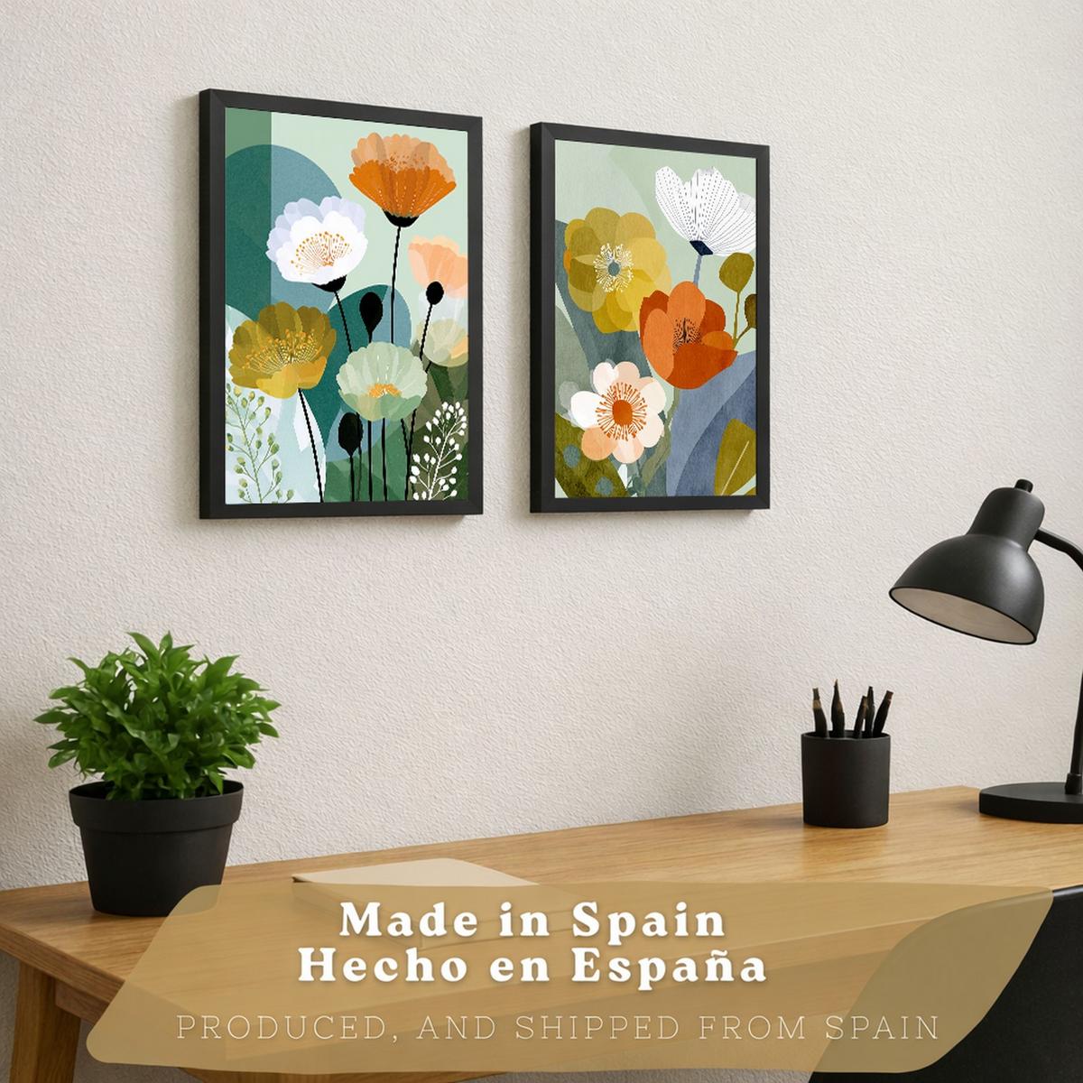POSTER 2er-Set dekorative Badezimmerdrucke, moderne florale Wandposter für Waschbecken, Dusche, abstrakte florale, nordischer Stil Rahmenlos A4 - Klar, Papier (29.7/21/3cm) - Nacnic