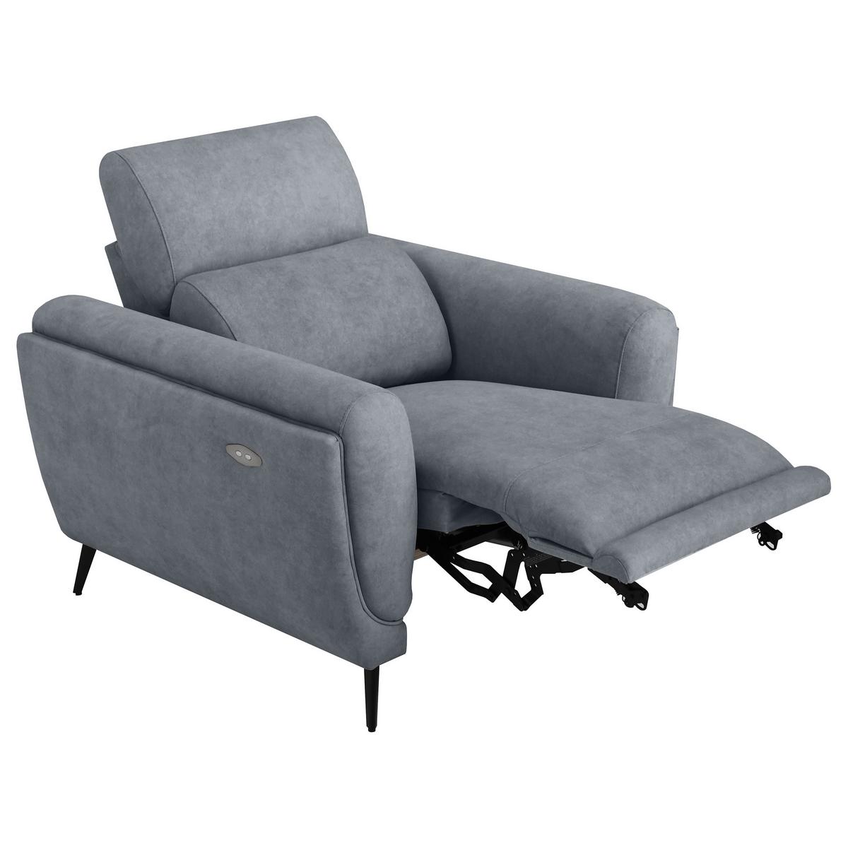 RELAXSESSEL Comfort, mit elektrischer Verstellung und verstellbarer Kopfstütze, Dunkelgrau - Dunkelgrau/Schwarz, Textil (103/97/102cm) - Beautysofa