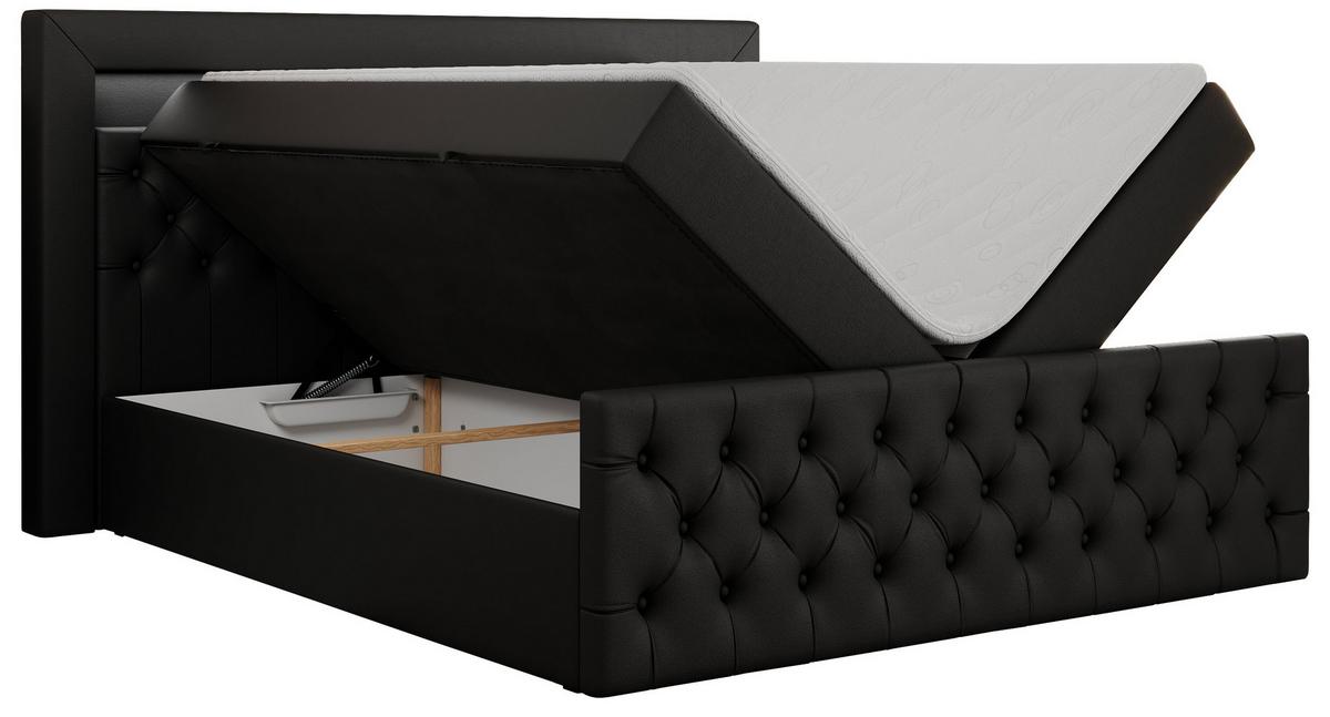 BOXBETT GOLD-9 LED 200/200 Schwarz Kunstleder - H4 - Schwarz, Holz/Textil (200/200cm) - MKS