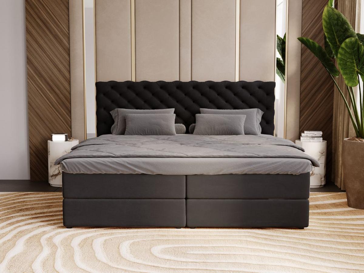 BOXBETT Bergamo 140x200 Schwarz - Schwarz, Holz/Textil (140/200cm) - Graingold