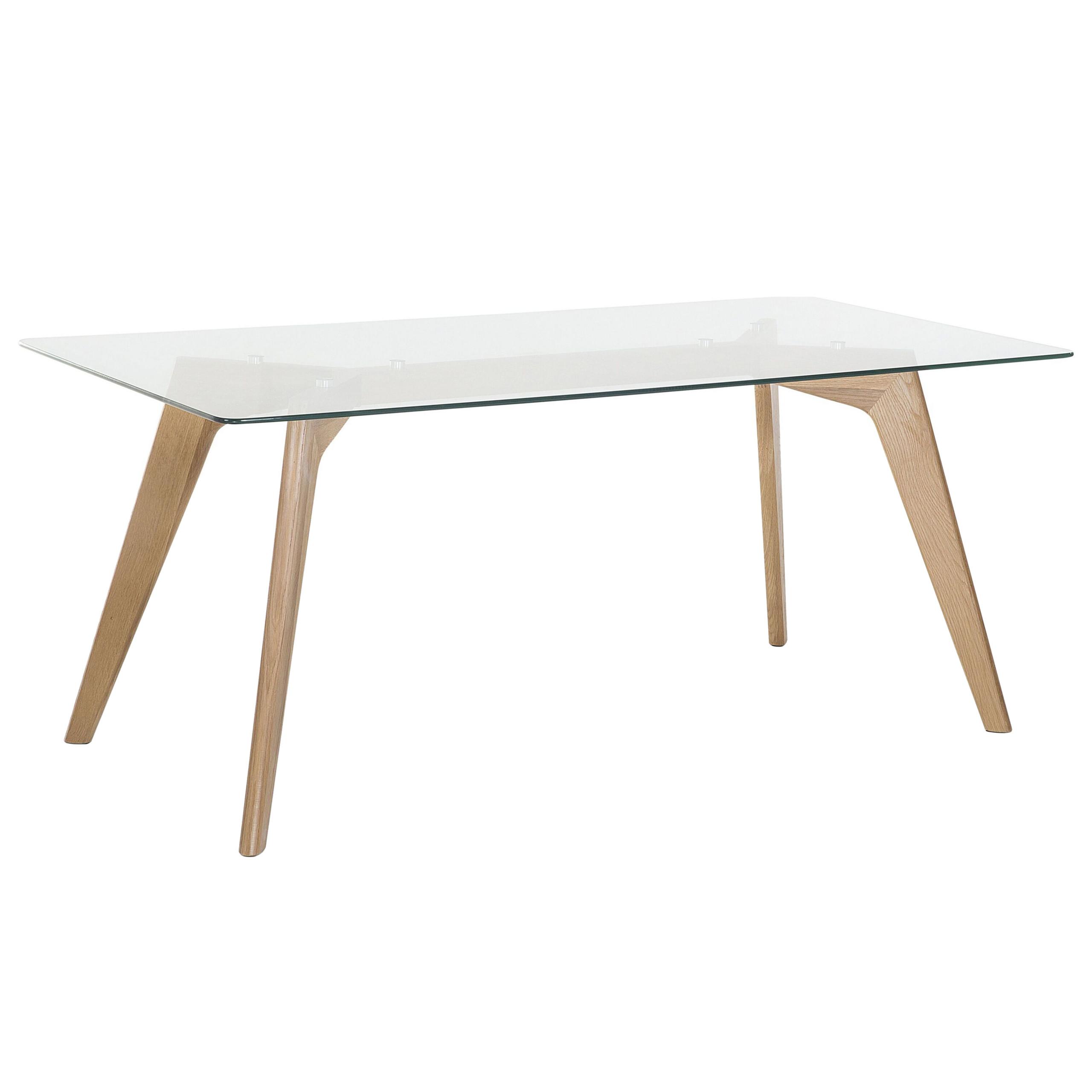 ESSTISCH Glas 180/90 cm Hudson - Hellbraun/Transparent, Glas (90/180/75cm) - Beliani