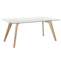 ESSTISCH Glas 180/90 cm Hudson - Hellbraun/Transparent, Glas (90/180/75cm) - Beliani