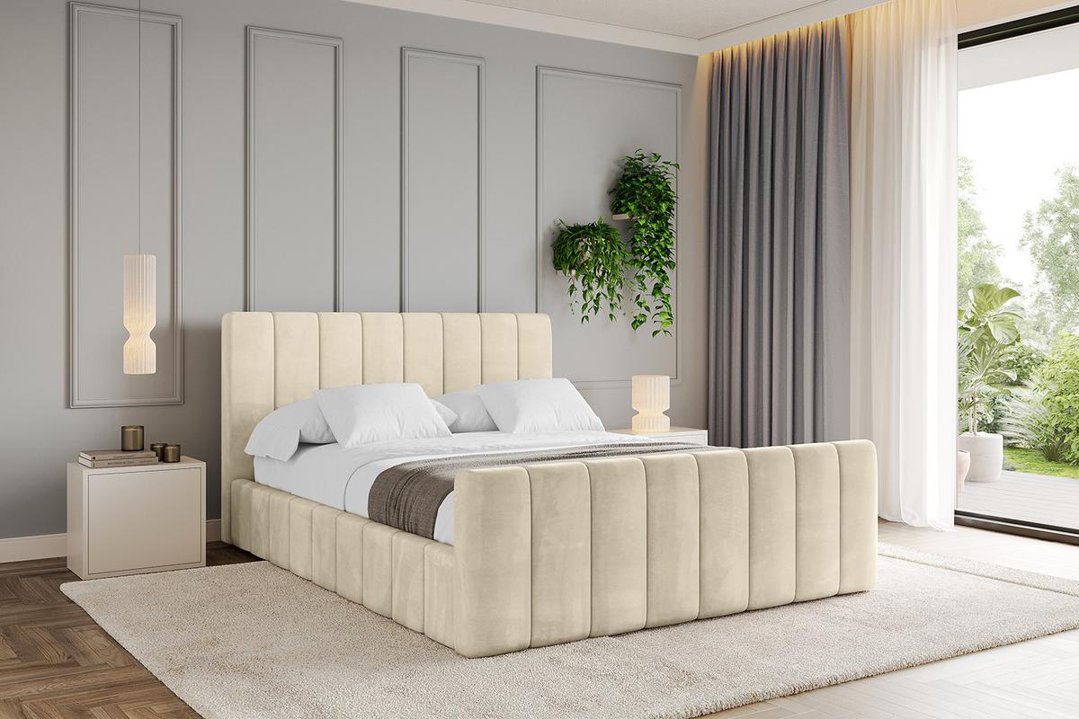 POLSTERBETT mit Bettkasten, Fußteil und Lattenrost, Boxbett ohne Matratze - FINO-Z 180x200 Beige - Ecru, Holzwerkstoff/Textil (180/200cm) - ALTDECOR
