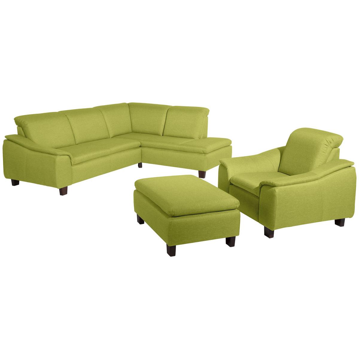 ECKSOFA mit Ottomane rechts Kaylil Flachgewebe apfel - Apfelbaumfarben, Kunststoff (187/247cm) - 58aufmkessel