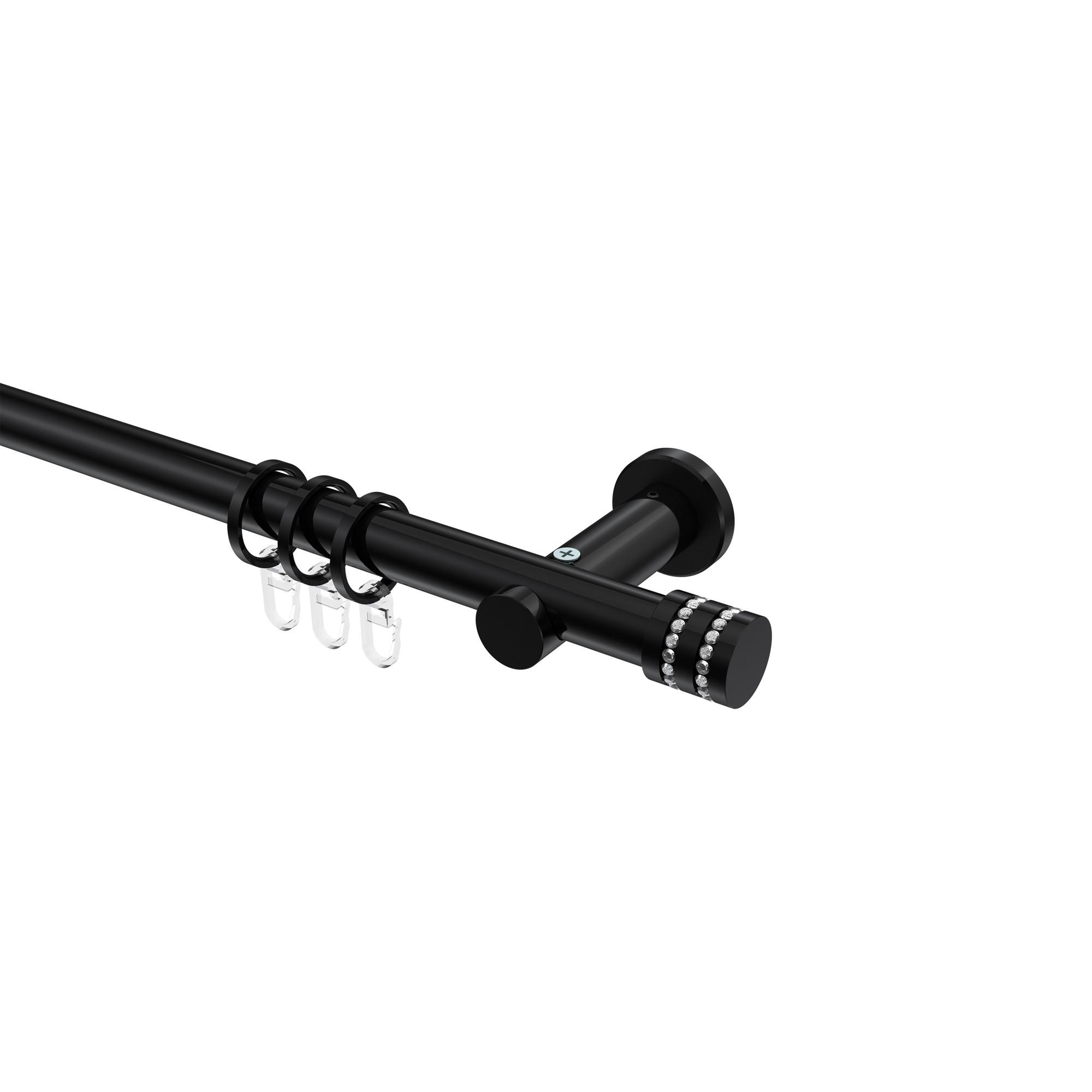 GARDINENSTANGE Platon Estana 140 cm, 1-läufig, 20 mm Ø Schwarz - Schwarz, Metall (140cm) - INTERDECO