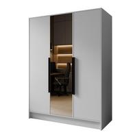 DREHTÜRENSCHRANK RENVO 150/200/51 cm Modern Kleiderschrank 3-türig mit Spiegel Weiß - Weiß, Holzwerkstoff (150/200/51cm) - MASSENO
