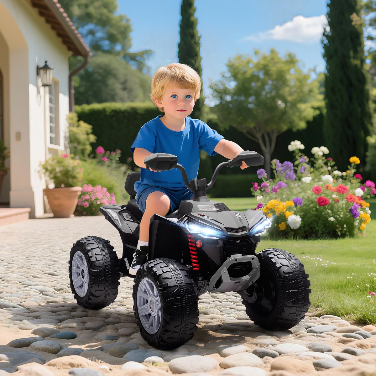KINDER-ELEKTROQUAD 24V mit Vorwärts-, Rückwärtsfunktion, 2 Sitzer, Schwarz - Schwarz, Kunststoff (109/68.5/76cm) - AIYAPLAY