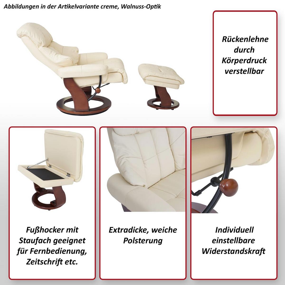 RELAXSESSEL XXL MIT HOCKER Schwarz - Schwarz, Leder (97/112/88cm) - MCA