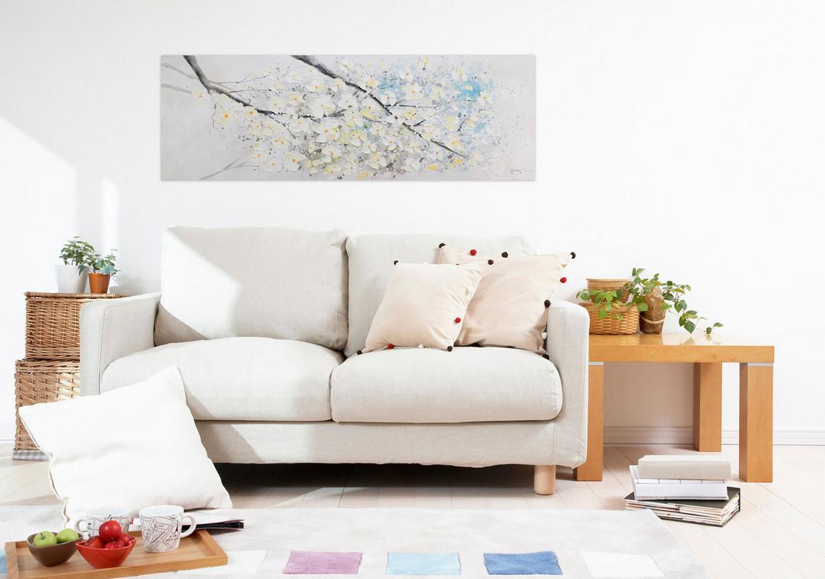 ACRYLBILD HANDGEMALT 150/50 cm - Beige/Weiß, Holz/Textil (150/50cm) - KUNSTLOFT