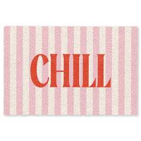 FUSSMATTE Zartrosa – Rot – Streifen – Chill 90x60 cm - Rosa, Kunststoff (90/0.4cm) - MuchoWow