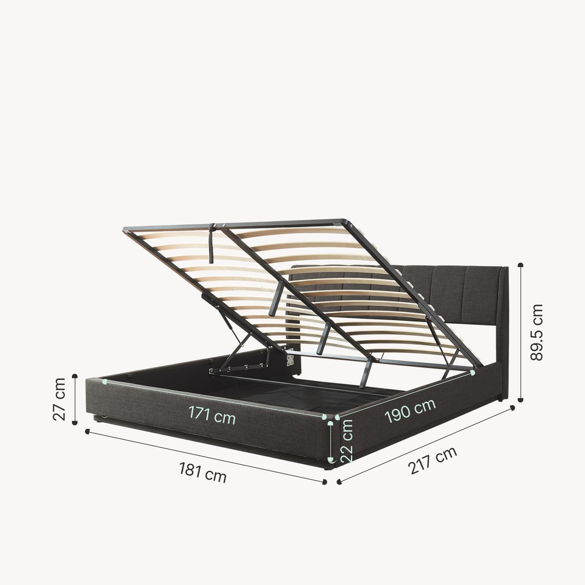 LED POLSTERBETT Tröstiar mit Matratze - Schwarz, Holzwerkstoff/Kunststoff (180/200cm) - [en.casa]