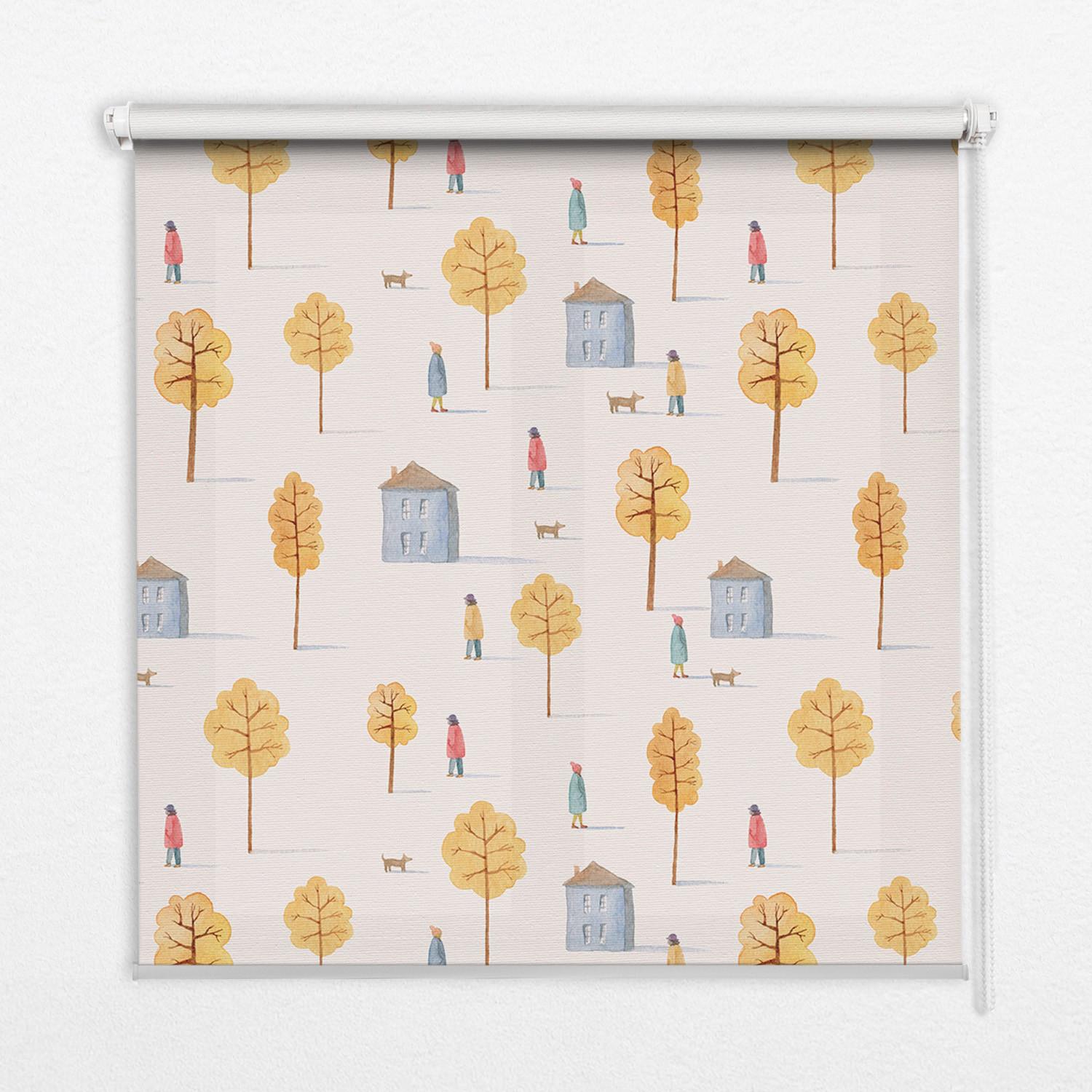 INNENROLLO - Fensterrollo - Rollo - 100x180 cm - Häuser zwischen den Bäumen - Gelb, Kunststoff (100/180/0.5cm) - TULUP