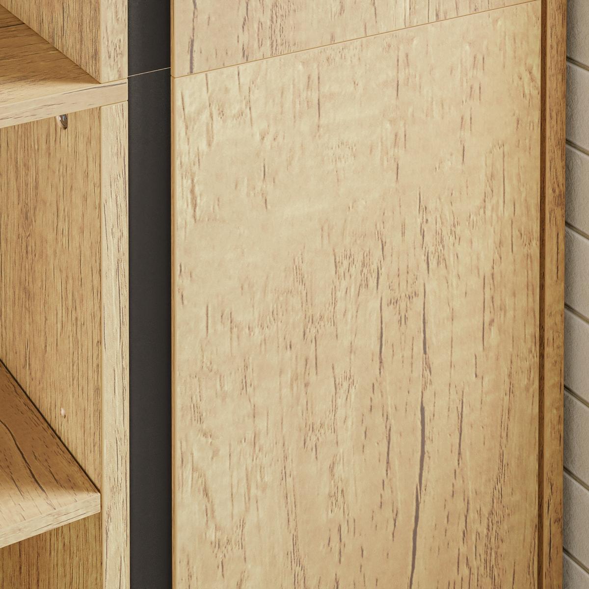 HOCHSCHRANK Badezimmerschrank mit Tür und offenen Regalfächern BZR237-E-N - Hellbraun/Eichefarben, Holzwerkstoff (30/180/50cm) - SoBuy