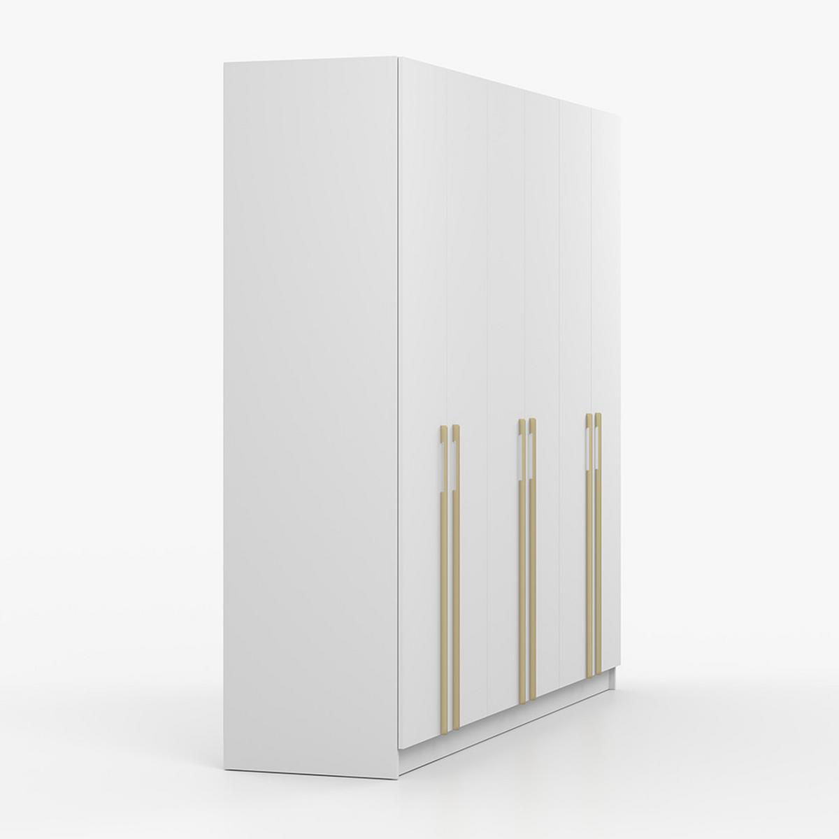DREHTÜRENSCHRANK ROSA 6D 230/210/55 cm 6-türig Weiß - Goldfarben/Weiß, Holz/Holzwerkstoff (230/210/55cm) - imoebel24