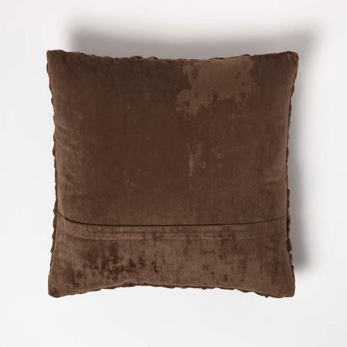 SAMTKISSEN Sofia braun 45/45 cm in Flechtoptik - Dunkelbraun, Textil (45/45cm) - Homescapes