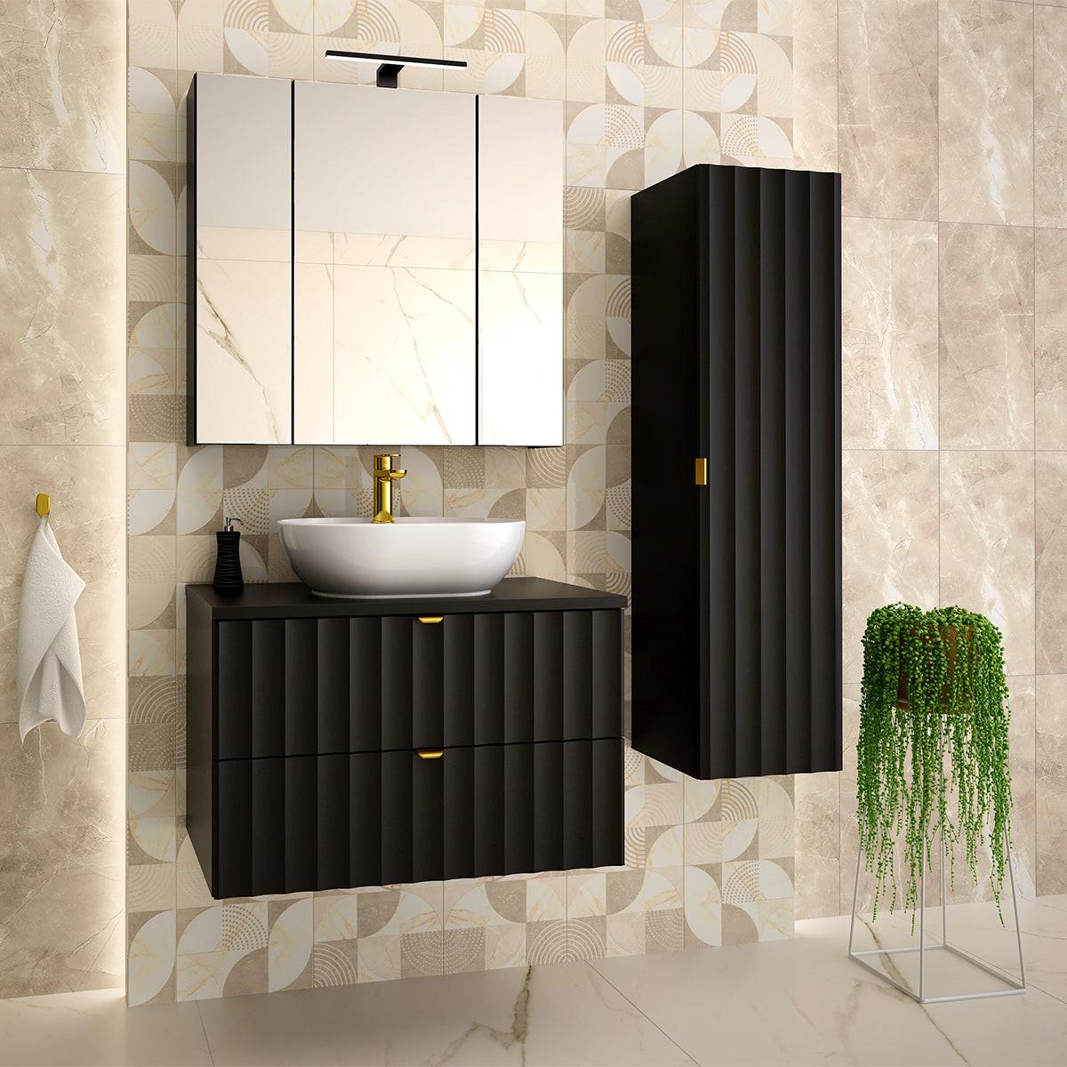 WASCHTISCHUNTERSCHRANK 80cm Lexa Schwarz - Schwarz, Holzwerkstoff (80/50/45.8cm) - Petits-meubles