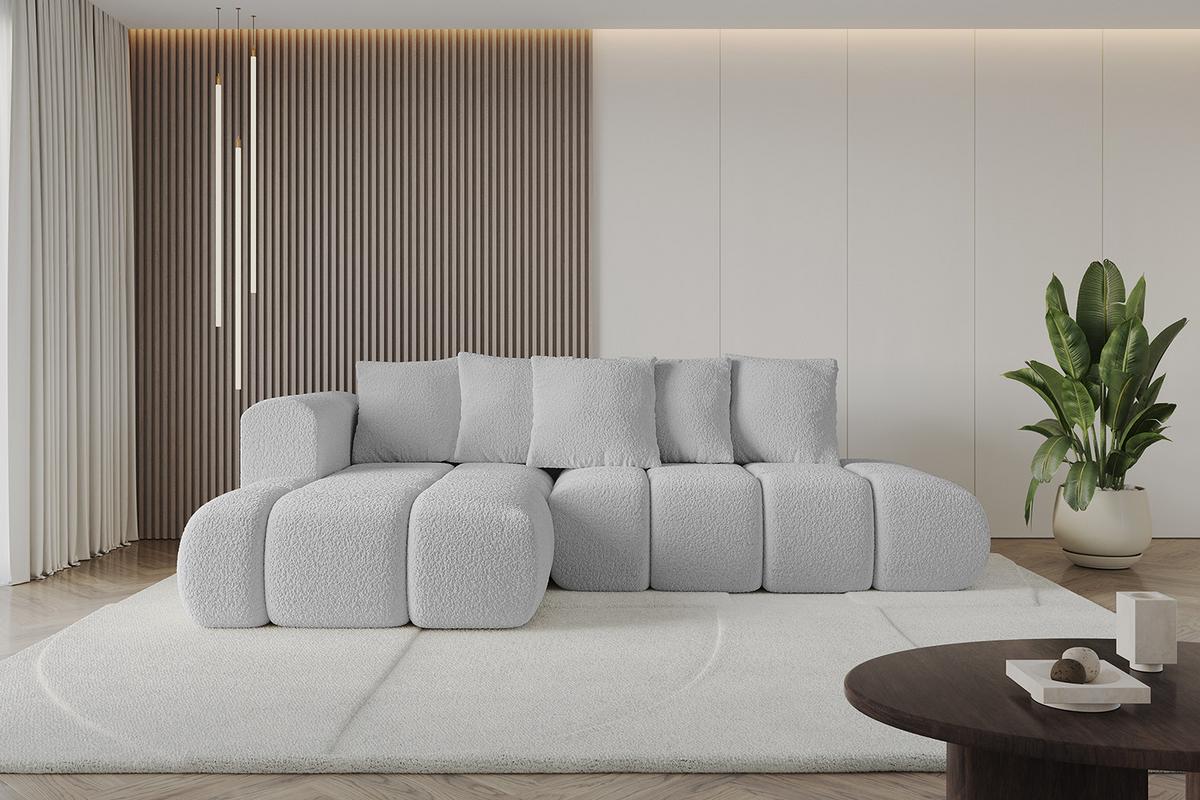 ECKSOFA Ottomane Links CLOUD-L-v1 280x185x90 Hellgrau Bouclé - Hellgrau, Holzwerkstoff/Kunststoff (180/289cm) - ALTDECOR